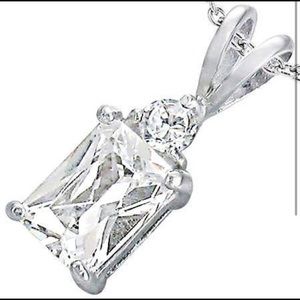 STAINLESS STEEL CRYSTAL CZ SQUARE CHARM PENDANT